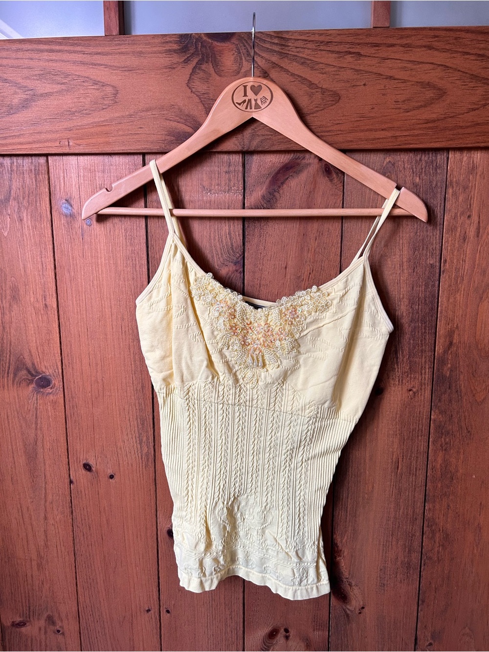 Embroidered Pale Yellow Women's Camisole Tank Top